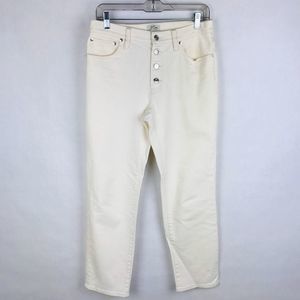 J. Crew Button Fly Off White Salt Wash Jeans